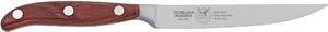Forged and Serrated 12 cm Steak Knives with W.Nr.1.4116 Stainless Steel Blade, 18/10 Stainless Steel, Mahogany Wood Handle in Dark Mahogany Colour, Forgiati