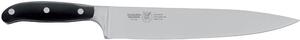 Forged Carving Knife with 24 cm Forged Blade in W.Nr.1.4116 Steel, Black Handle, Acetal Resin Handle and Stainless Steel Rivets - forgiati