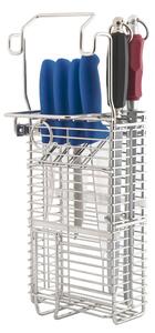 4-Piece Knife Holder Basket + 2 Sharpening Steels, Made from Stainless Steel W.Nr. 1.4307, Holds 4 Knives + 2 Sharpening Steels