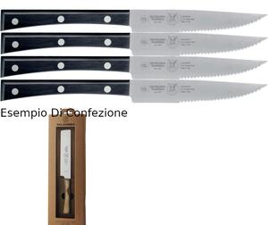 Narrow Blade Steak Knives with PaperStone Handle, 4-Piece Set in Gift Box, 18/10, 120 mm, Black Colour