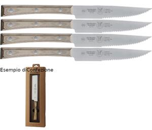 Narrow Blade Steak Knives with PaperStone Handle, 4-Piece Set in Gift Box, 18/10 120 mm Hazel Colour - paperstone