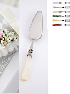 Capri Shiny Cake Server, Polished 18/10 Stainless Steel 2.5 mm Thick, Mother-of-Pearl Acrylic Handle, in Box