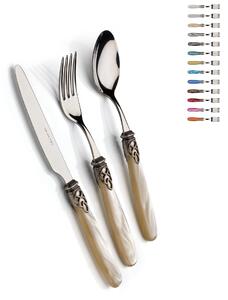 Cutlery Set 24 Pieces, 6 Place Settings Gioiello Antico Stainless Steel 18/10 with Mother-of-Pearl Acrylic Handle and Antique Ring