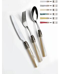 CAPRI Antique Ring, 6 Place Settings, 24-Piece Cutlery Set in Polished 18/10 Stainless Steel 2.5 mm Thickness, Mother-of-Pearl Acrylic Handle with Antiqued Metal Ring, Dishwasher Safe