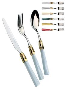 CAPRI Gold and Steel Bezel, 6 Place Settings, 24-Piece Cutlery Set in 18/10 Polished Stainless Steel Thickness 2.5 mm, Mother-of-Pearl Acrylic Handle with Polished Gold Bezel, Dishwasher Safe