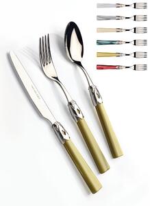 CAPRI Polished Bezel and Steel 6 Place Settings, Cutlery Set 24 Pieces in Polished 18/10 Stainless Steel 2.5 mm Thickness, Mother-of-Pearl Acrylic Handle with Polished Stainless Steel Bezel Dishwasher Safe