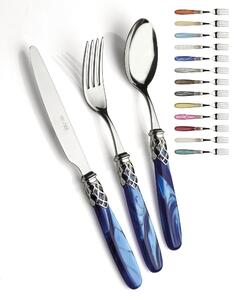 FRANCE LUCIDO, 6 place settings, 24 piece cutlery set in polished 18/10 stainless steel 2.5 mm thick, mother-of-pearl acrylic handle with shiny silver effect ring, dishwasher safe