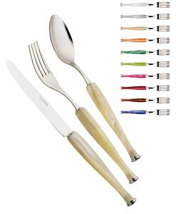 MOTIVI 24-piece cutlery set for 6 table settings in polished 18/10 stainless steel 2.5 mm thickness with mother-of-pearl acrylic handle dishwasher safe