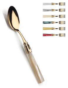 Capri All Gold 18/10 Stainless Steel Table Spoon with Mother-of-Pearl Acrylic Handle and Gold Ring, Loose Soup Spoon