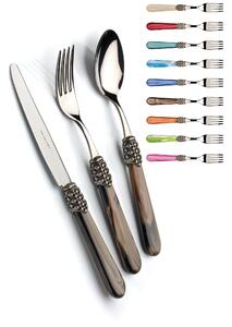 ROMA ANTICO, 6 Place Settings, 24-Piece Cutlery Set in Polished 18/10 Stainless Steel 2.5 mm Thickness, Mother-of-Pearl Effect Acrylic Handle with Antiqued Metal Ring, Dishwasher Safe