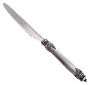 Arianna Cutlery Set of 6 Pieces in 18.10 Steel Length 24 cm Handle in Plexiglas with Antique Ring Dishwasher Safe Grey