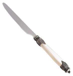 Arianna Table Knife Set of 6 Pieces in 18.10 Steel Length 24 cm Plexiglas Handle with Antique Ring Dishwasher Safe Ivory