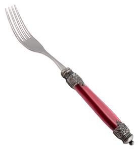 Arianna Table Fork Set of 6 Pieces in 18.10 Steel Length 22.5 Plexiglas Handle with Antique Ring Dishwasher Safe Bordeaux