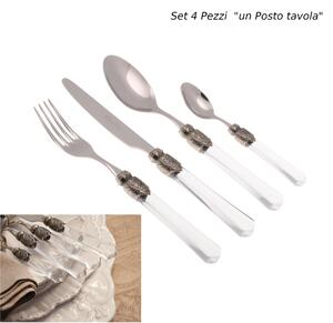 4-Piece VITTORIA Cutlery Set with Transparent Plexiglass Handle and 2.5 mm Thick 18/10 Stainless Steel