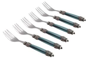ARIANNA Dessert Fork Set of 6 Pieces in 18/10 Stainless Steel with 2.5 mm Plexiglass Handle in Pearl Effect Green Colour