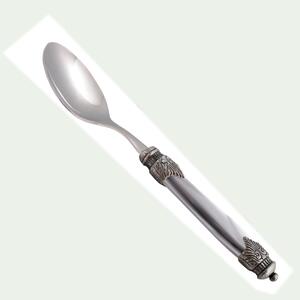 ARIANNA 6-Piece Table Spoon Set in 18.10 Stainless Steel, Length 22.5 cm, Handle in Plexiglas with Antique Ring, Dishwasher Safe, Grey Colour