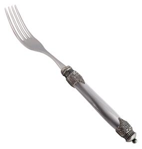 Arianna Table Fork Set of 6 Pieces in 18.10 Steel Length 22.5 Plexiglas Handle with Antique Ring Dishwasher Safe Grey