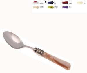 VITTORIA Coffee Spoon Set of 6 Pieces in 18.10 Steel Length 16 cm Plexiglas Handle with Antique Ring Dishwasher Safe Champagne