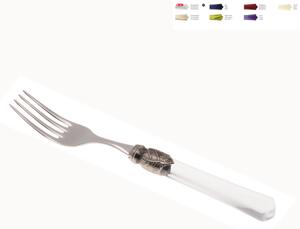 VITTORIA Table Fork Set of 6 Pieces in 18.10 Steel Length 22.5 Plexiglas Handle with Aged Washer Dishwasher Safe Transparent Name: vittoria