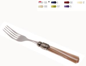 VITTORIA Table Fork Set of 6 Pieces in 18.10 Steel Length 22.5 Plexiglass Handle with Aged Ring Dishwasher Safe Champagne Name: vittoria