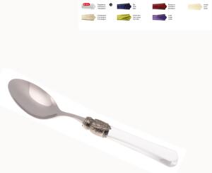 VITTORIA Coffee Spoon Set of 6 Pieces in 18.10 Steel Length 16 cm Handle in Plexiglas with Antique Ring Dishwasher Safe Transparent