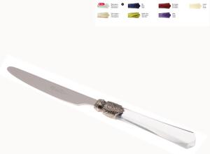 VITTORIA Table Knife Set of 6 Pieces in 18.10 Steel Length 24 cm Plexiglas Handle with Antique Ring Dishwasher Safe Transparent