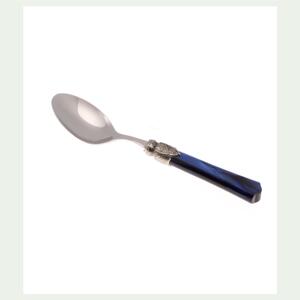 VITTORIA Coffee Spoon Set of 6 Pieces in 18.10 Steel Length 16 cm Handle in Plexiglas with Aged Ring Dishwasher Safe Blue