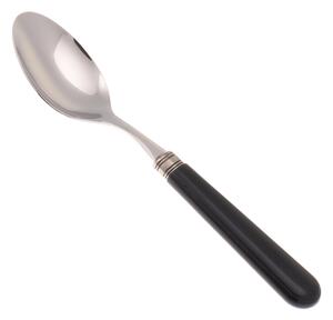MISTRAL Coffee Spoon Set of 6 Pieces in 18.10 Steel Length 16.5 cm Handle in PPL with Ring Dishwasher Safe Black
