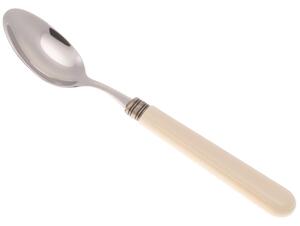 MISTRAL Coffee Spoon Set of 6 Pieces in 18.10 Steel Length 16.5 cm PPL Handle with Dishwasher Safe Ring Ivory