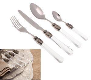 Vittoria 24-Piece Cutlery Set for 6 Table Settings in 18/10 Stainless Steel with 2.5 mm Thickness and Transparent Plexiglass Handle, Gift Box Included