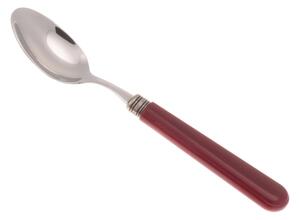 MISTRAL Coffee Spoon Set of 6 Pieces in 18.10 Steel Length 16.5 cm Handle in PPL with Ring Dishwasher Safe Bordeaux