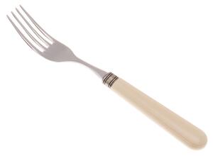 Mistral Table Fork Set of 6 Pieces in 18.10 AISI430 Steel Length 26 Polypropylene Handle with Metal Ring Dishwasher Safe Ivory