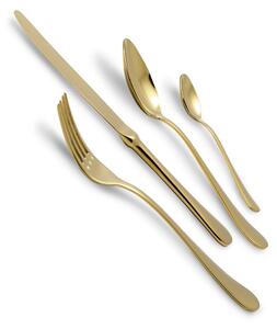 Rivadossi Serena Model 4-Piece Cutlery Set in Shiny Gold PVD Stainless Steel 18.10 AISI304 2.5 mm with Cardboard Packaging
