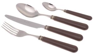 MISTRAL 24 Piece Coloured Cutlery Set in 18/10 Stainless Steel with 2.5 mm Thick Brown PPL Handle
