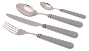 MISTRAL 24 Pieces Coloured Cutlery Set in 18/10 Stainless Steel with 2.5 mm Thick Grey PPL Handle