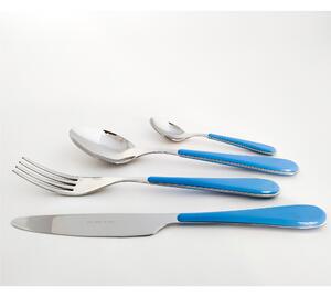 24 Piece Cutlery Set for 6 People SPRING in 18/10 Stainless Steel 2 mm Thickness with Blue ABS Handle