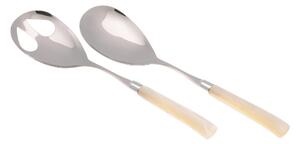 GIADA Salad Cutlery Set of 2 Pieces in 18/10 Stainless Steel with 1.5 mm Thick Coloured Ivory Methacrylate Handle