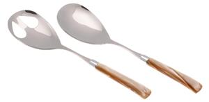 Giada Salad Cutlery Set of 2 Pieces in 18/10 Stainless Steel with 1.5 mm Thick Methacrylate Handle in Champagne Colour