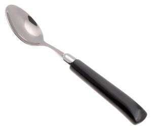 GIADA Coffee Spoon Set of 6 Pieces in 18.10 Steel Length 16.5 cm Plexiglas Handle with Dishwasher Safe Ring Black