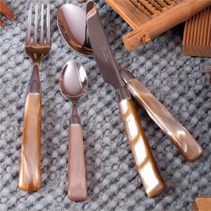 4-Piece GIADA Cutlery Set in 18/10 Stainless Steel with 2.5 mm Thick Champagne-Coloured Methacrylate Handle