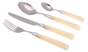 4-Piece GIADA Cutlery Set in 18/10 Stainless Steel with 2.5 mm Thick Coloured Ivory Methacrylate Handle