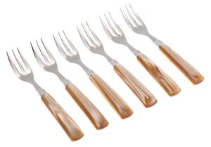 GIADA 6-piece Dessert Fork Set in 18/10 Stainless Steel with 1.5 mm Thick Champagne-Coloured Methacrylate Handle