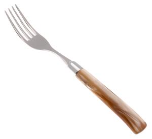 Giada Table Fork Set of 6 Pieces in 18.10 AISI430 Steel Length 26 Handle in Polymethyl Methacrylate PMMA with Metal Ring Dishwasher Safe Champagne