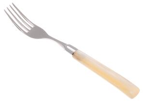 Giada Table Fork Set of 6 Pieces in 18.10 AISI430 Steel Length 26 Handle in Polymethyl Methacrylate PMMA with Metal Ring Dishwasher Safe Ivory