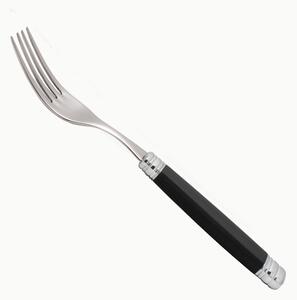 ROSSINI Table Fork Set of 6 Pieces in 18.10 AISI430 Steel Length 26 Handle in Polyamide PA with Metal Ring Dishwasher Safe Black