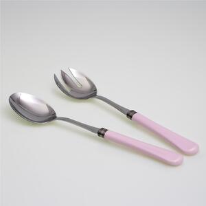 Giulietta 2-Piece Salad Cutlery Set in 18/10 Stainless Steel with 1.5 mm Thick Pink Coloured Methacrylate Handle