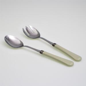 Giulietta Salad Cutlery Set of 2 Pieces in 18/10 Stainless Steel with 1.5 mm Thick Green Coloured Methacrylate Handle