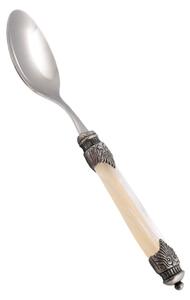 Arianna Coffee Spoon Set of 6 Spoons in 18.10 AISI430 Steel Length 16.5 cm Mother-of-Pearl Effect with Metal Ring Dishwasher Safe Ivory