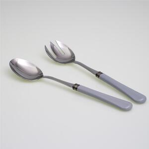 Giulietta 2-Piece Salad Cutlery Set in 18/10 Stainless Steel with 1.5 mm Thick Coloured Grey Methacrylate Handle
