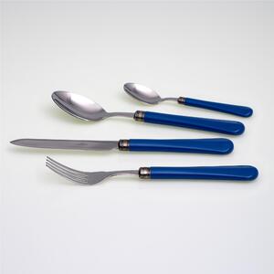 GIULIETTA 4-Piece Coloured Cutlery Set in 18/10 Stainless Steel with 1.5 mm Thick Blue Methacrylate Handle